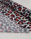 Tecido Crepe de Viscose Italiano Animal Print Vermelho, Preto e Branco