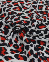 Tecido Crepe de Viscose Italiano Animal Print Vermelho, Preto e Branco