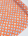 Tecido Crepe Salinas Italiano Estampa Geométrica Irregular Offwhite, Tons de Azul e Laranja