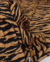 Tecido Viscose Sarjada Italiano Animal Print Preto e Caramelo