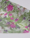 Tecido Crepe Chiffon Italiano Jardim Botânico Rosa e Verde
