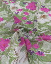 Tecido Crepe Chiffon Italiano Jardim Botânico Rosa e Verde