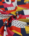 Tecido Crepe Silk Italiano Recortes Geométricos Colorido