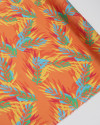 Tecido Crepe Silk Italiano Folhagens Coloridas e Laranja