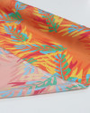 Tecido Crepe Silk Italiano Folhagens Coloridas e Laranja