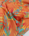Tecido Crepe Silk Italiano Folhagens Coloridas e Laranja