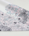 Tecido Crepe Silk Italiano Barrado Duplo Boho Floral Azul, Rosa e Branco