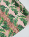 Tecido Crepe Silk Italiano Animal Print Barrado Vertical e Macro Folhagens