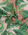 Tecido Crepe Silk Italiano Animal Print Barrado Vertical e Macro Folhagens