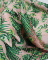 Tecido Crepe Silk Italiano Animal Print Barrado Vertical e Macro Folhagens