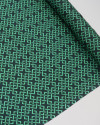 Tecido Crepe Silk Italiano Estampa Geométrica Verde Esmeralda e Preto