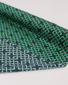 Tecido Crepe Silk Italiano Estampa Geométrica Verde Esmeralda e Preto