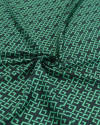 Tecido Crepe Silk Italiano Estampa Geométrica Verde Esmeralda e Preto