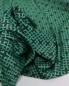 Tecido Crepe Silk Italiano Estampa Geométrica Verde Esmeralda e Preto