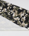 Tecido Sarja com Elastano Italiano Estampa Camuflada Offwhite, Verde Militar e Preto