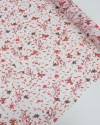 Tecido Crepe Chiffon Italiano Brocado Folhas e Ramos Vermelho e Branco
