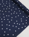 Tecido Crepe de Alfaiataria Italiano Poá Branco e Azul Marinho Noite