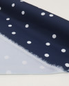 Tecido Crepe de Alfaiataria Italiano Poá Branco e Azul Marinho Noite