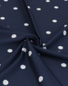 Tecido Crepe de Alfaiataria Italiano Poá Branco e Azul Marinho Noite