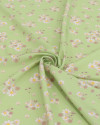 Tecido Crepe Salinas Italiano Micro Buquê Floral Colorido e Pistache