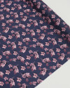 Tecido Crepe de Viscose Italiano Campo de Flores Rosa e Cinza Grafite