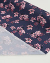 Tecido Crepe de Viscose Italiano Campo de Flores Rosa e Cinza Grafite