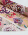 Tecido Crepe Chiffon Italiano Pintura Floral Colorido e Rosé