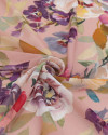 Tecido Crepe Chiffon Italiano Pintura Floral Colorido e Rosé