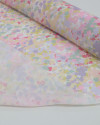 Tecido Crepe de Viscose Italiano com Elastano Pintura Abstrata Sobreposto Tons Pastéis