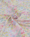 Tecido Crepe de Viscose Italiano com Elastano Pintura Abstrata Sobreposto Tons Pastéis