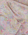 Tecido Crepe de Viscose Italiano com Elastano Pintura Abstrata Sobreposto Tons Pastéis