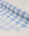 Tecido Viscose Italiano Quadriculado em Listras Azul e Branco