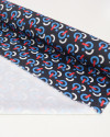 Tecido Microfibra de Alfaiataria Italiano Estampa Geométrica Azul, Vermelho, Branco e Preto