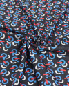 Tecido Microfibra de Alfaiataria Italiano Estampa Geométrica Azul, Vermelho, Branco e Preto