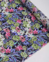 Tecido Crepe Koshibo Leve Italiano Folhas e Flores Abstratas Colorido