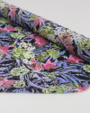Tecido Crepe Koshibo Leve Italiano Folhas e Flores Abstratas Colorido