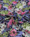 Tecido Crepe Koshibo Leve Italiano Folhas e Flores Abstratas Colorido