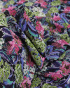 Tecido Crepe Koshibo Leve Italiano Folhas e Flores Abstratas Colorido