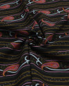 Tecido Linho Misto Rústico Micro Barrado Cashmere Floral Vermelho e Preto