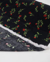 Tecido Viscose Mini Rosas Verde, Vermelho e Preto