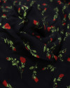 Tecido Viscose Mini Rosas Verde, Vermelho e Preto