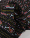 Tecido Linho Misto Rústico Micro Barrado Cashmere Floral Vermelho e Preto
