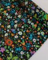 Tecido Viscose Acetinada Italiano Campo Floral Colorido e Preto