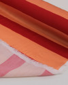 Tecido Viscose Acetinada Italiano Listras Verticais Salmão e Vermelho