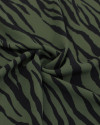 Tecido Crepe de Viscose Italiano Animal Print Preto e Verde Alcaparra