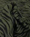 Tecido Crepe de Viscose Italiano Animal Print Preto e Verde Alcaparra