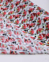 Tecido Crepe Silk Italiano Animais Abstratos Colorido e Branco