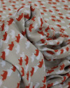 Tecido Crepe Silk Italiano Rinocerontes Branco, Laranja e Bege