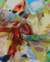 Tecido Crepe  Chiffon Texturizado Italiano Multi Estampas Colorido