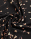 Tecido Viscose Italiano Micro Ramos Florais Rosa Chá e Preto